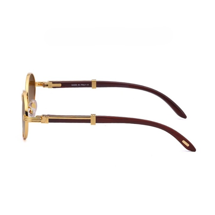 Lund™ | Vintage ovale solbriller med trestrukturert acetatramme