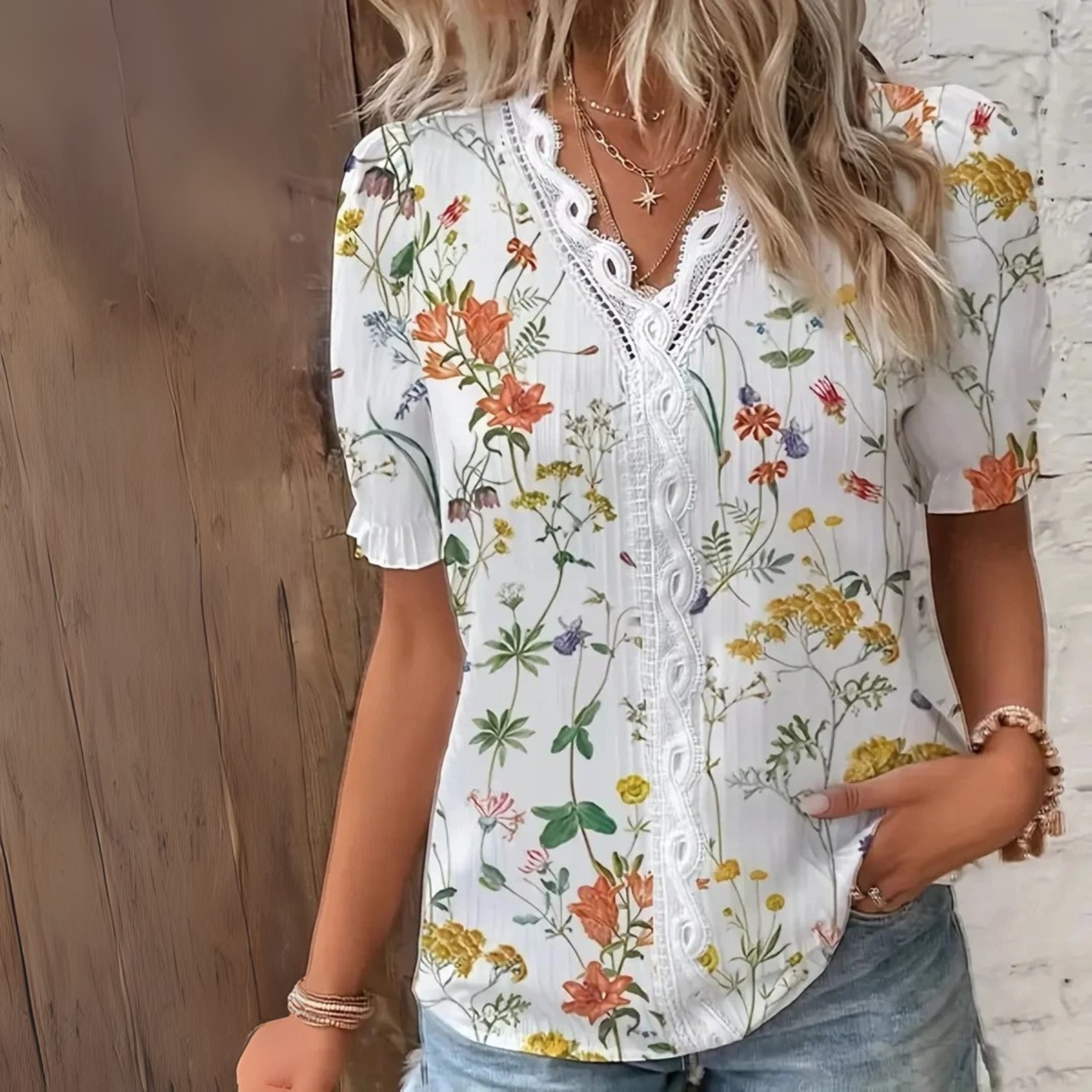 Kristiana™ | Lett feriebluse med solid farge, luftig design og sofistikert V-utringning