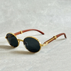 Lund™ | Vintage ovale solbriller med trestrukturert acetatramme