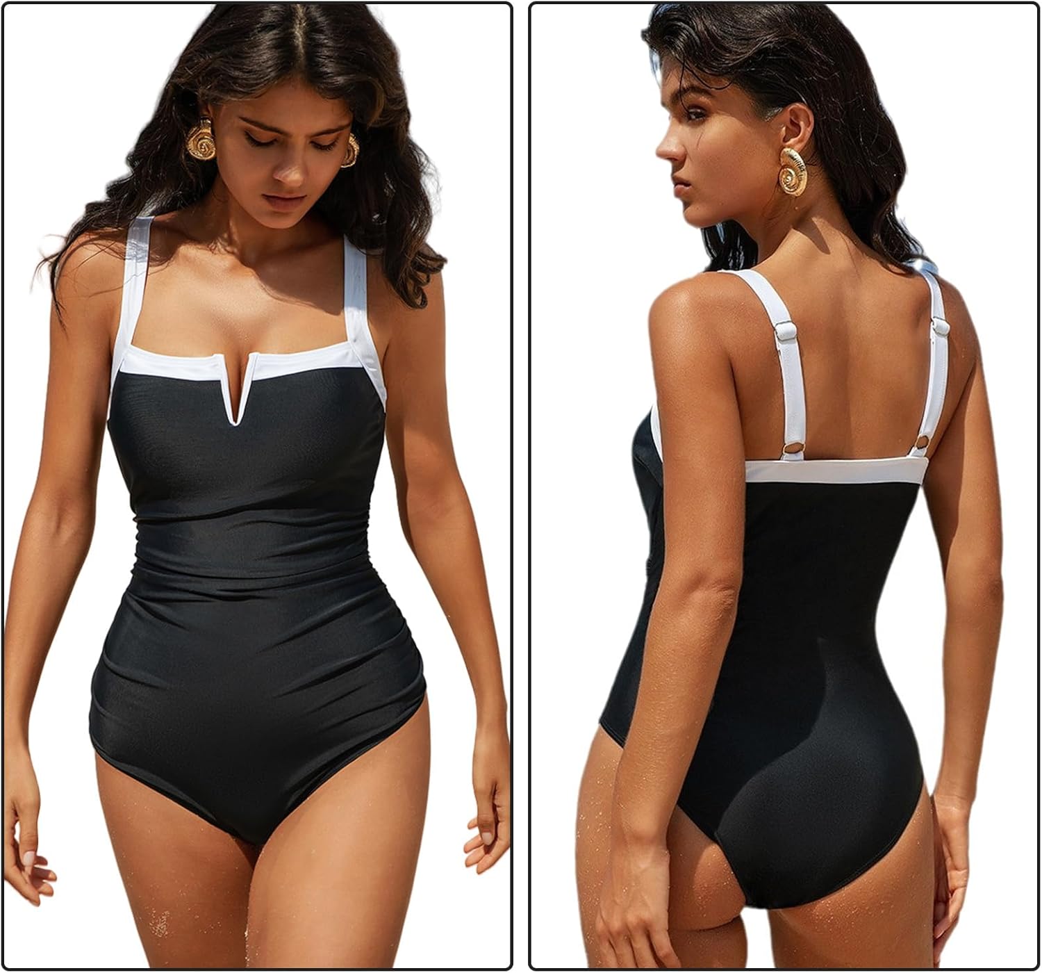 Daniella™ | Badedrakt for kvinner med dyp V-hals og push-up