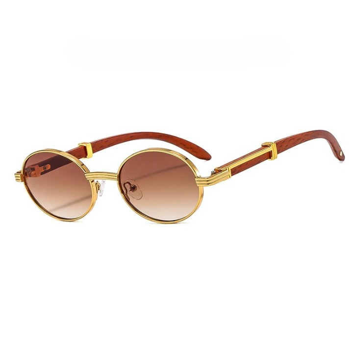 Lund™ | Vintage ovale solbriller med trestrukturert acetatramme