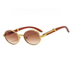 Lund™ | Vintage ovale solbriller med trestrukturert acetatramme